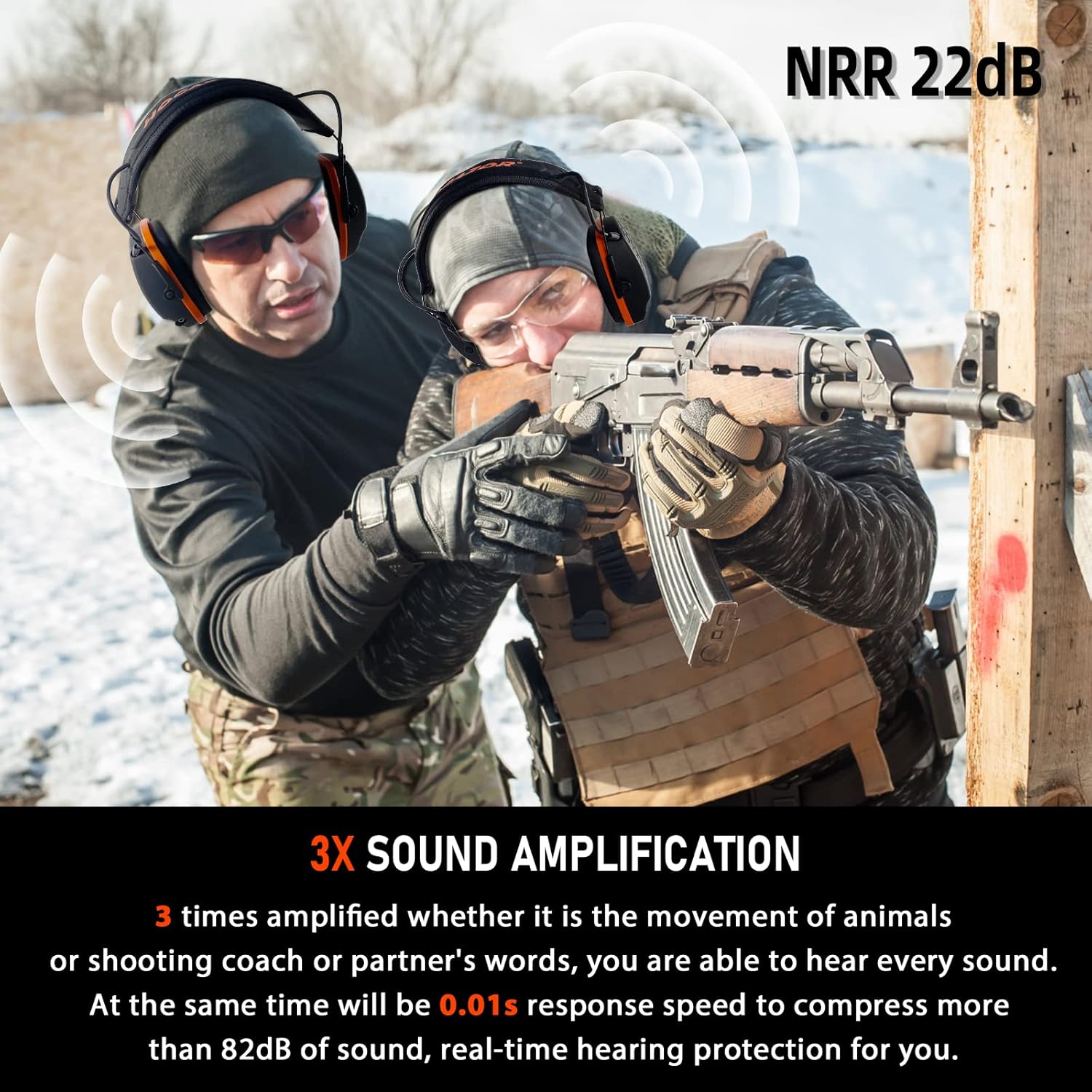 Hocazor Bluetooth Shooting Ear Protection with Sound Amplification, Slim Noise Canceling Hearing Protection Electronic Muffs for Shooting Hunting and Range HZ02 : Sports & Outdoors