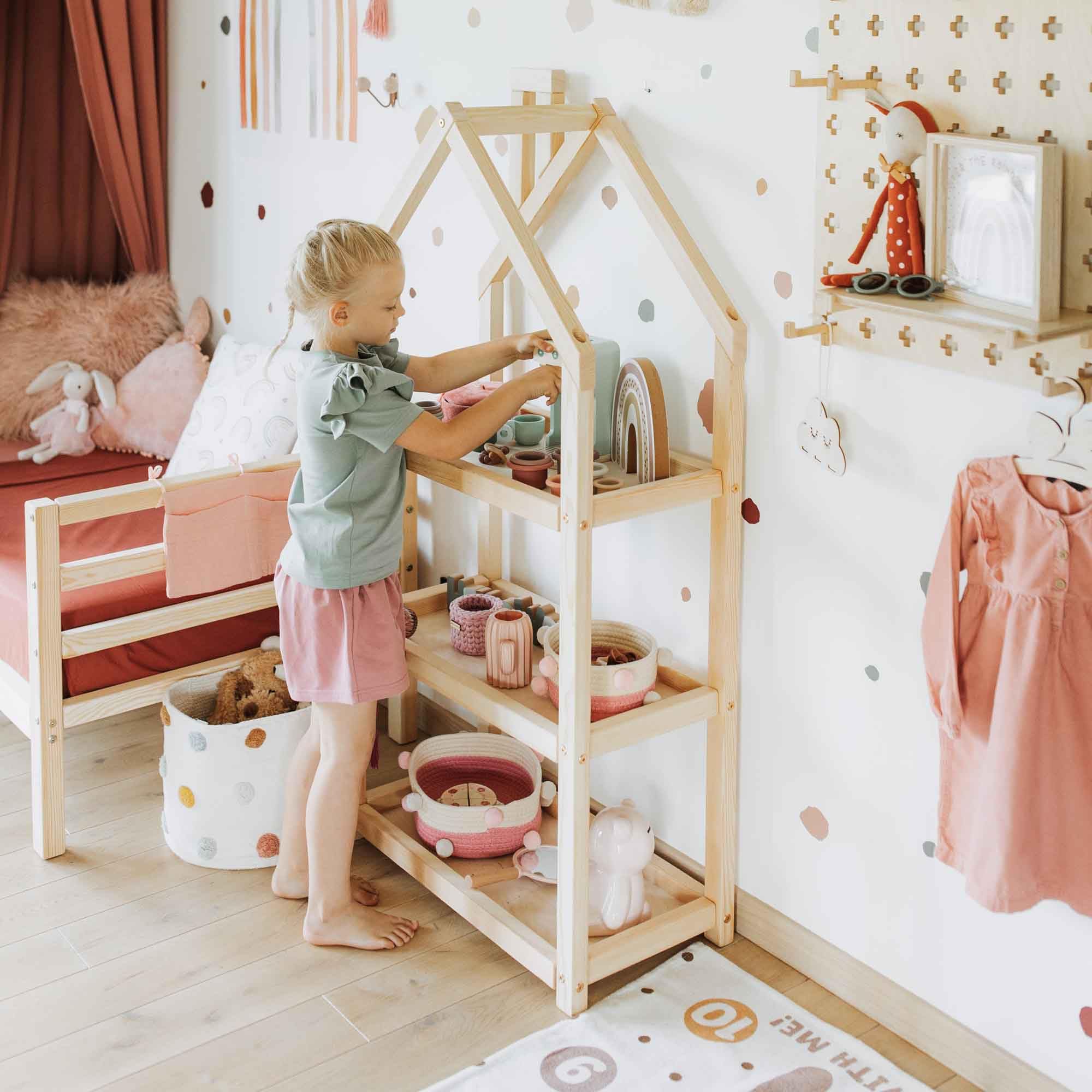 Sweet Home from wood Estantería para habitación Infantil, estantería Montessori. (Madera de Pino)