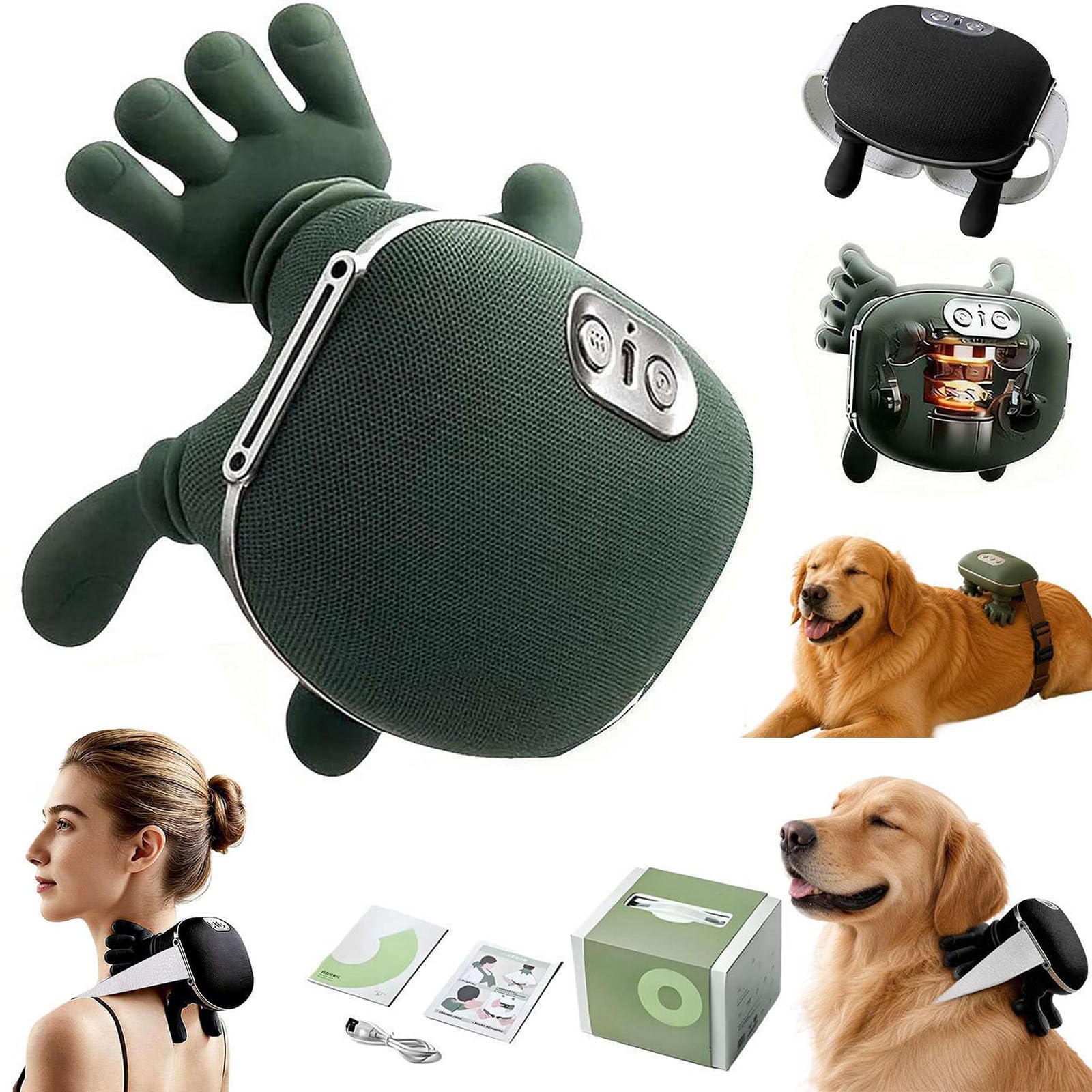 JSGMSW Dog Massager,Electric Pet Calming Massager with Hands for Large Dogs