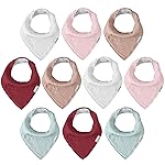 Muslin Baby Bibs for Boys Girls,10 Pack Super Absorbent Baby Bandana Drool Bibs Set for Teething and Drooling,100% Cotton Soft for Infant,Newborn