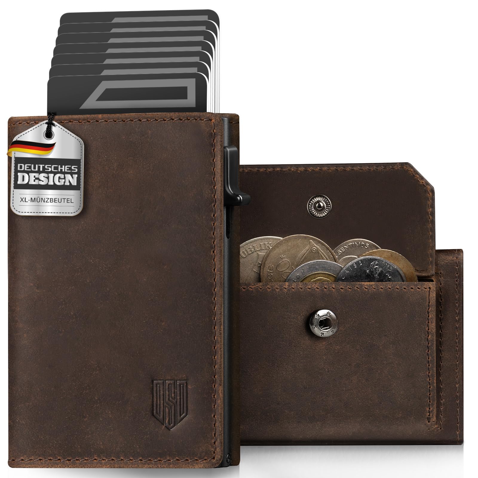 DODENSHA MagSnap Geldbörse Herren I Slim Wallet mit XL-Münzfach für 10+ Münzen I Kreditkartenetui Geldbeutel Herren für 10+ Karten I Magnetischer Verschluss Geldbörse Herren I RFID Schutz
