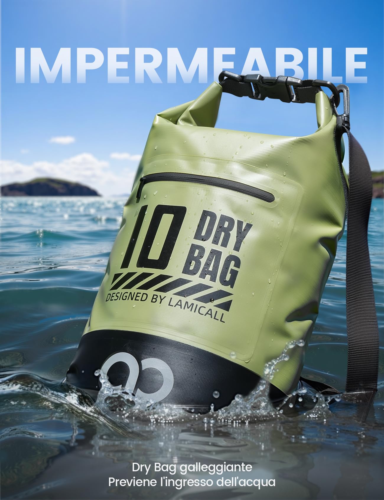 Lamicall Borsa Impermeabile 5L/10L/20L/30L/40L - [Include IPX8 Impermeabile Custodia per Cellulare] Robusta & Antigraffio, Sacca Stagna con Tracolle Regolabili, Dry Bag per Spiaggia/Pesca/Kayak