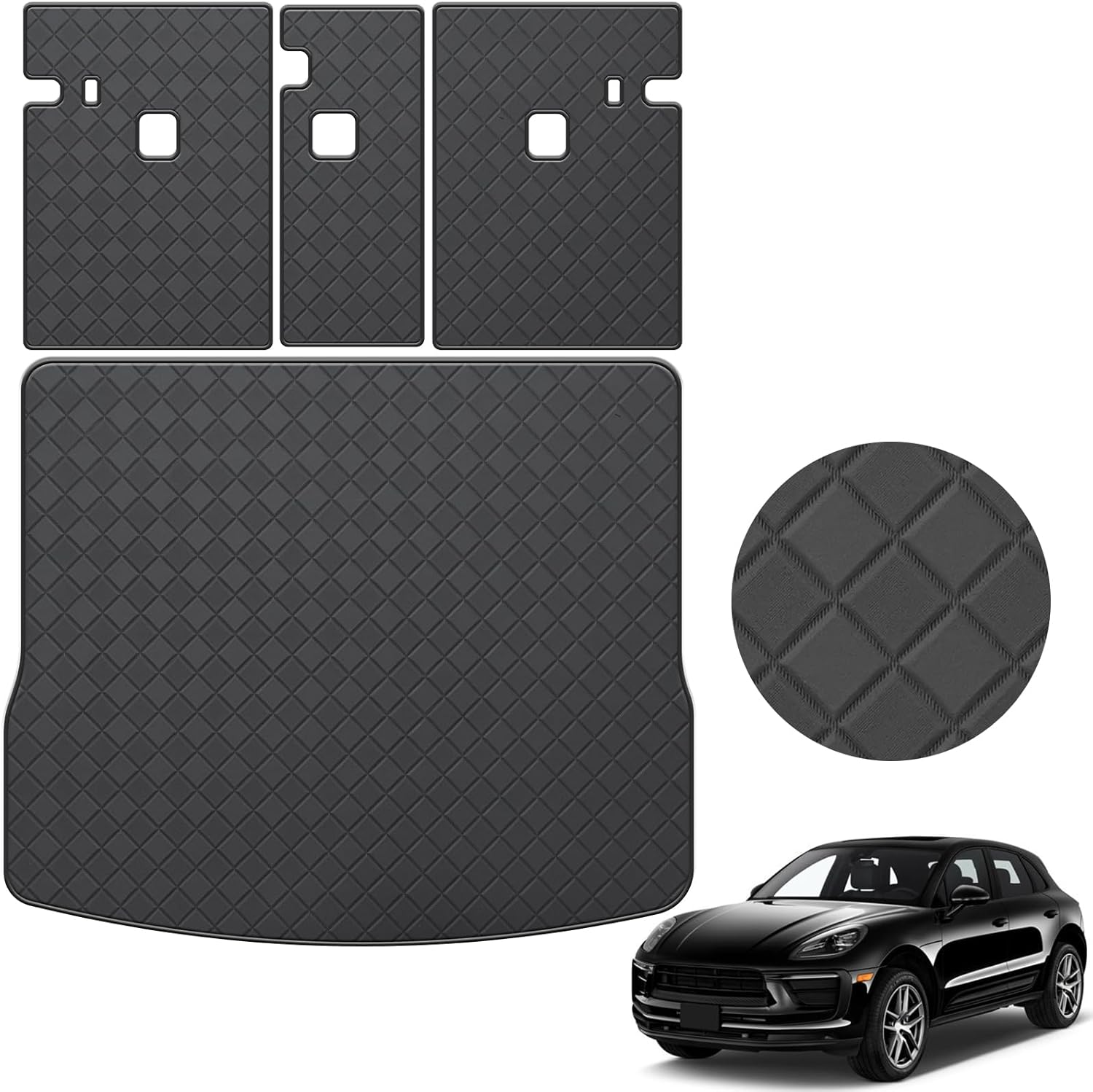 Trunk Mat & Backrest Mat Compatible with 2015-2025 Porsche Macan- All Weather PU Leather Waterproof Easy toClean Cargo Liner Accessories