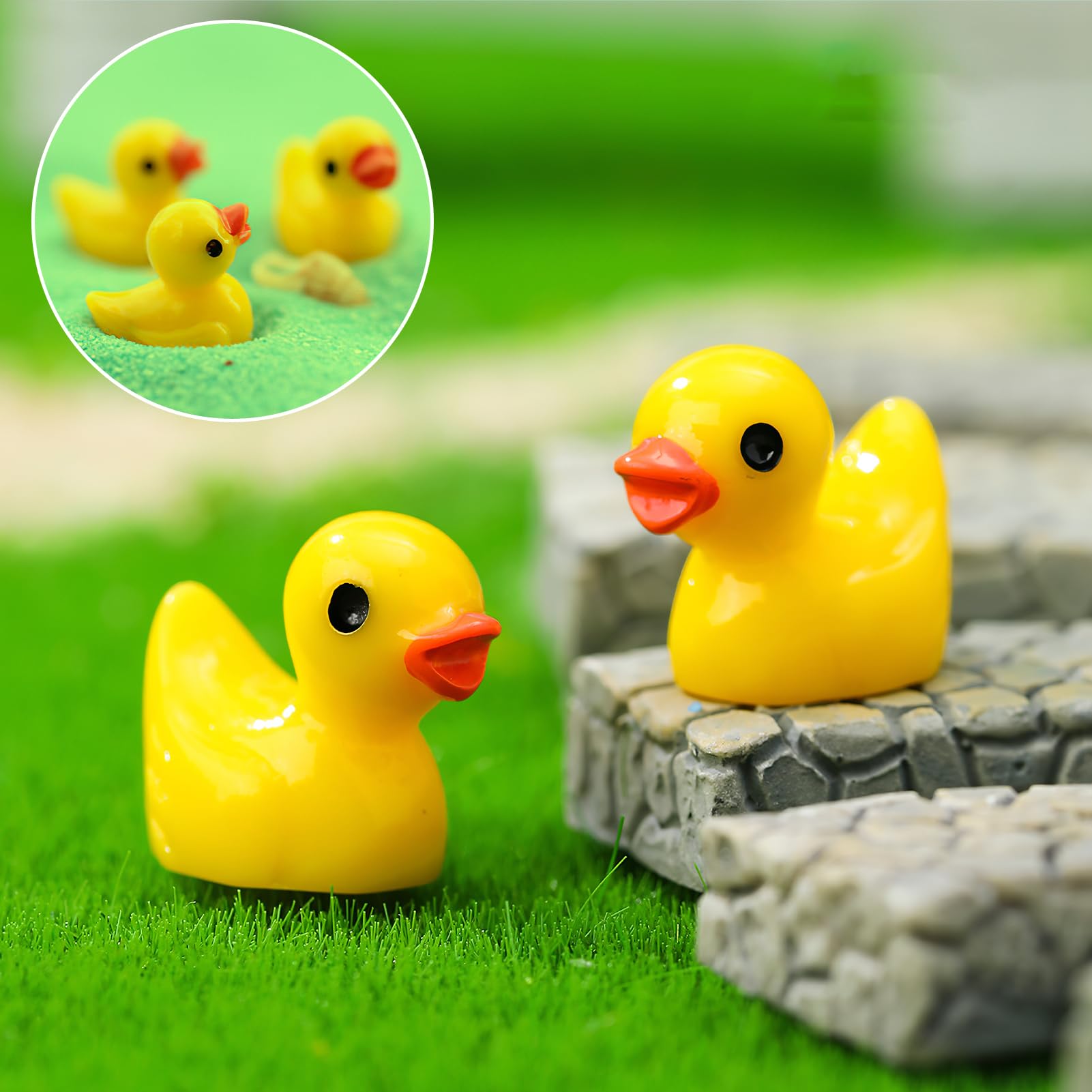 100 Pcs Mini Canards en Résine, Petits Canard Miniature Résine, Miniatures Figurines de Canard Mini Canard en Plastique Petit pour Le Bricolage pour Aquarium Jardin Bricolage Potting Paysage