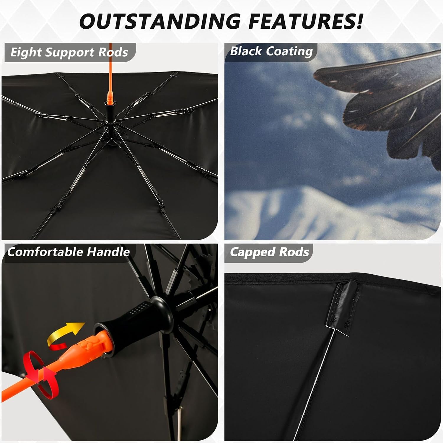 Car Umbrella Sun Shade Cover, Animal Eagle Umbrella Sun Shade for Car Truck Window Front Windshield, Blocks UV Rays Sun Visor Protector Sun Heat Reflector to Keep Your Vehicle Cool