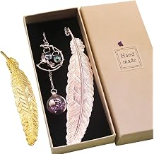 SAYEEC Metal Feather Bookmark Rose Gold Bookmarks with 3D Hummingbird Pendant Unique Book Marks Page Marker Teacher Appreciation Mothers Day Valentines Day Birthday Gifts for Women Girls Book Lovers
