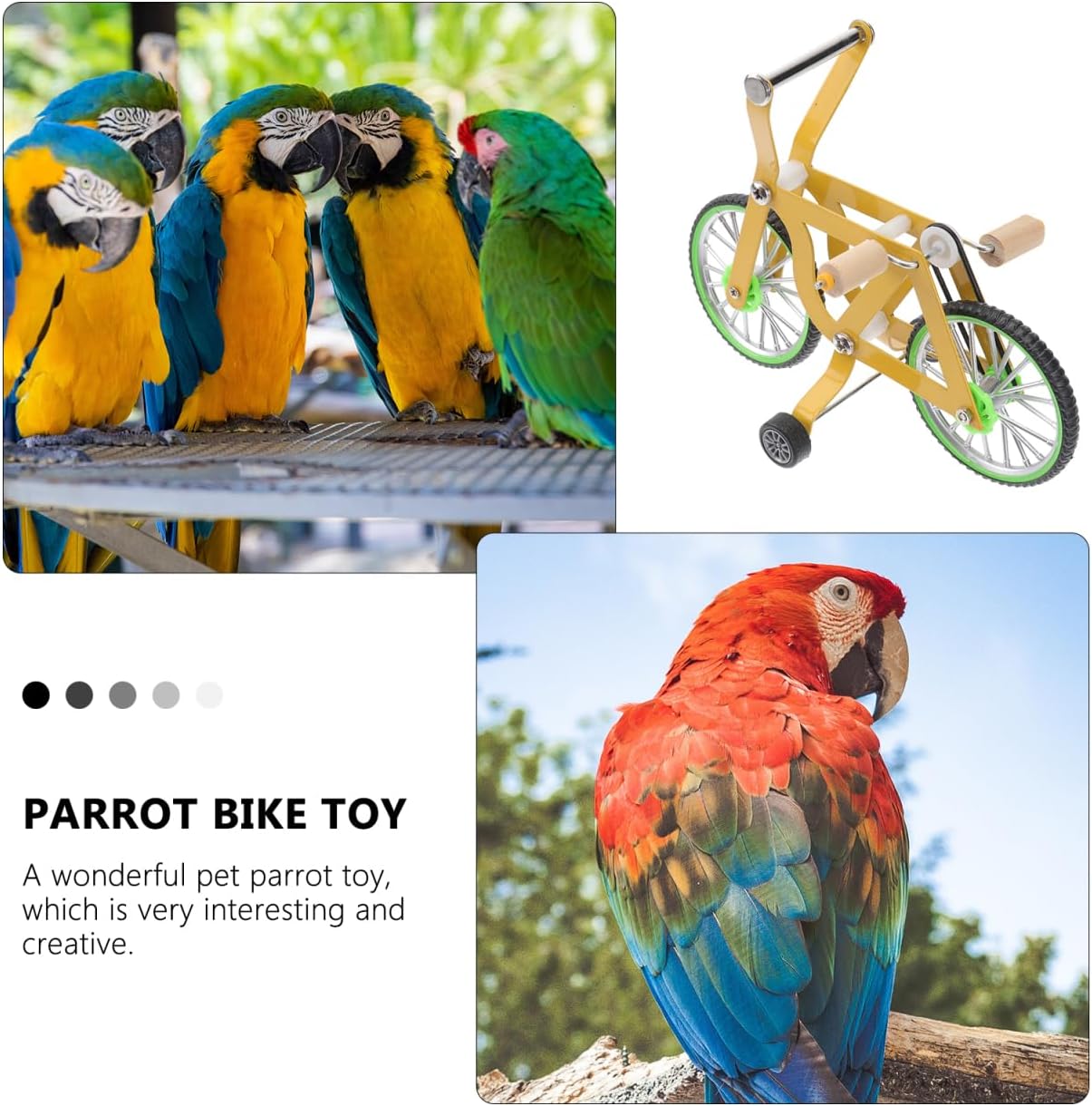 Parrot Bike Toy 6.10In Educational Bird Training Toy Interactive Bicycle for Parrot Exercise and Intelligence Development