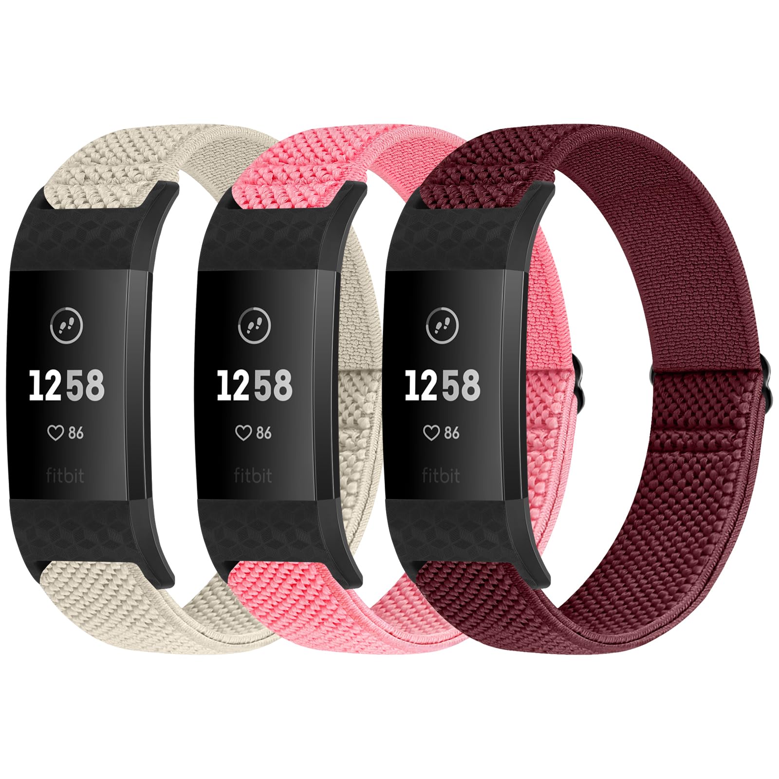 Puhuite Bands Compatible with Fitbit Charge 2 Bands for Women Men, Classic & Special Edition Adjustable Stretchy Nylon Replacement Strap Wristbands