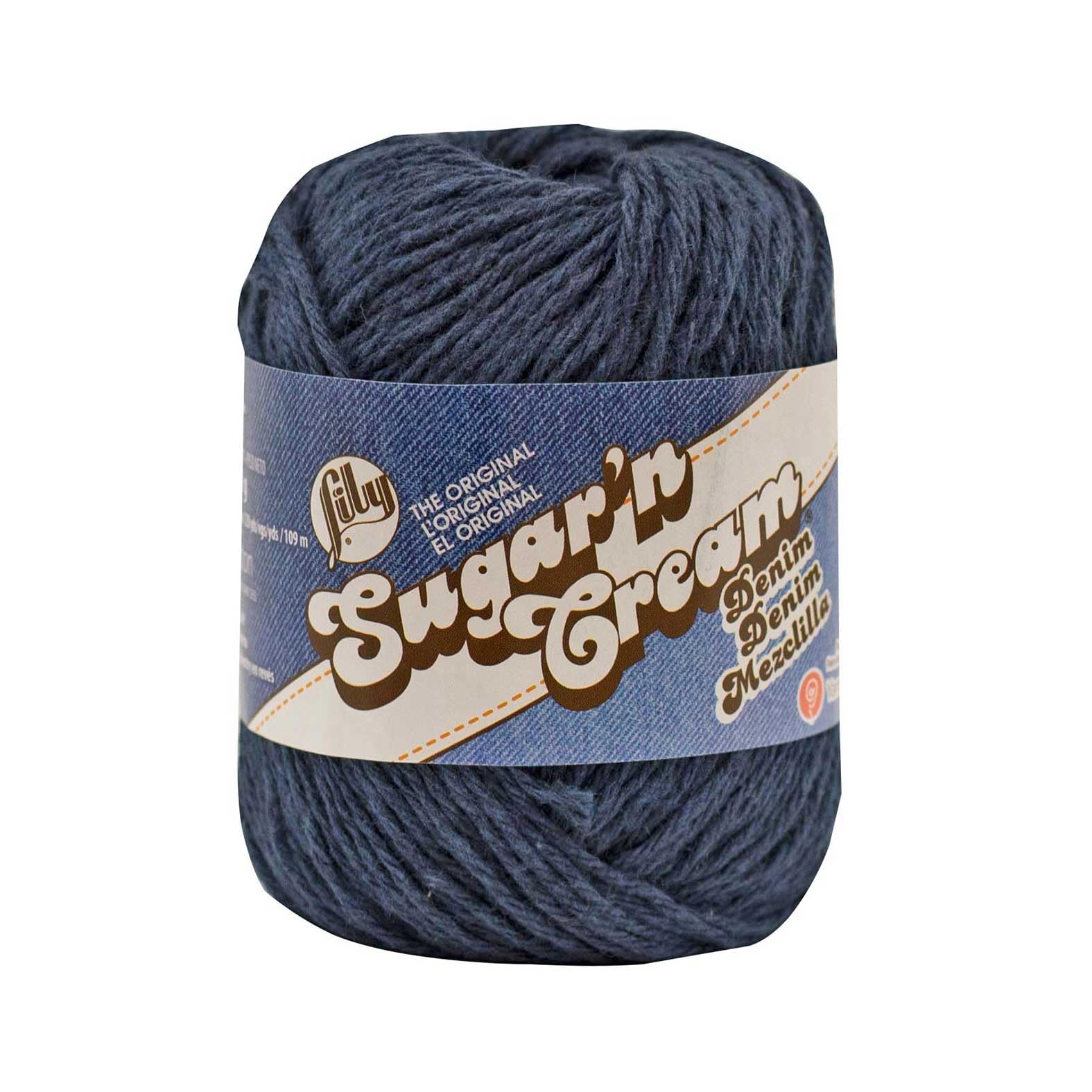 Lily Sugar 'N Cream The Original Solid Yarn, 2.5oz, Medium 4 Gauge, 100% Cotton - Indigo - Machine Wash & Dry