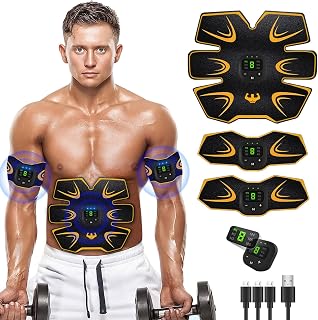 EMS trainingsgerät bauchmuskeltrainer, EMS Bauchmuskeltrainer, Bauchmuskeltrainer,USB Wiederaufladbar Bauchmuskeln Stimulationsgerät 8 Modi & 19 Intensitäten für Bauch