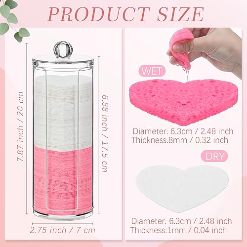 Vista 109 de Sieral 120 esponjas faciales comprimidas con contenedor, almohadillas de esponja desechables para lavar la cara, exfoliante, esteticista, Verde