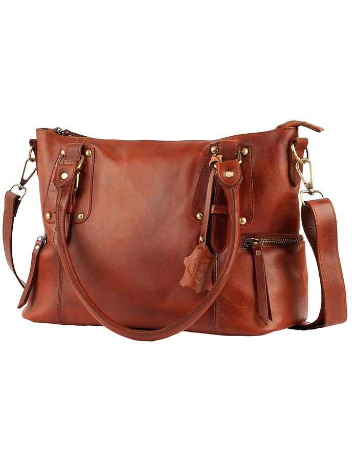 Borsa A Tracolla Silvy In Vera Pelle Cognac | Made In Italy | Design Elegante Con Tracolla Regolabile