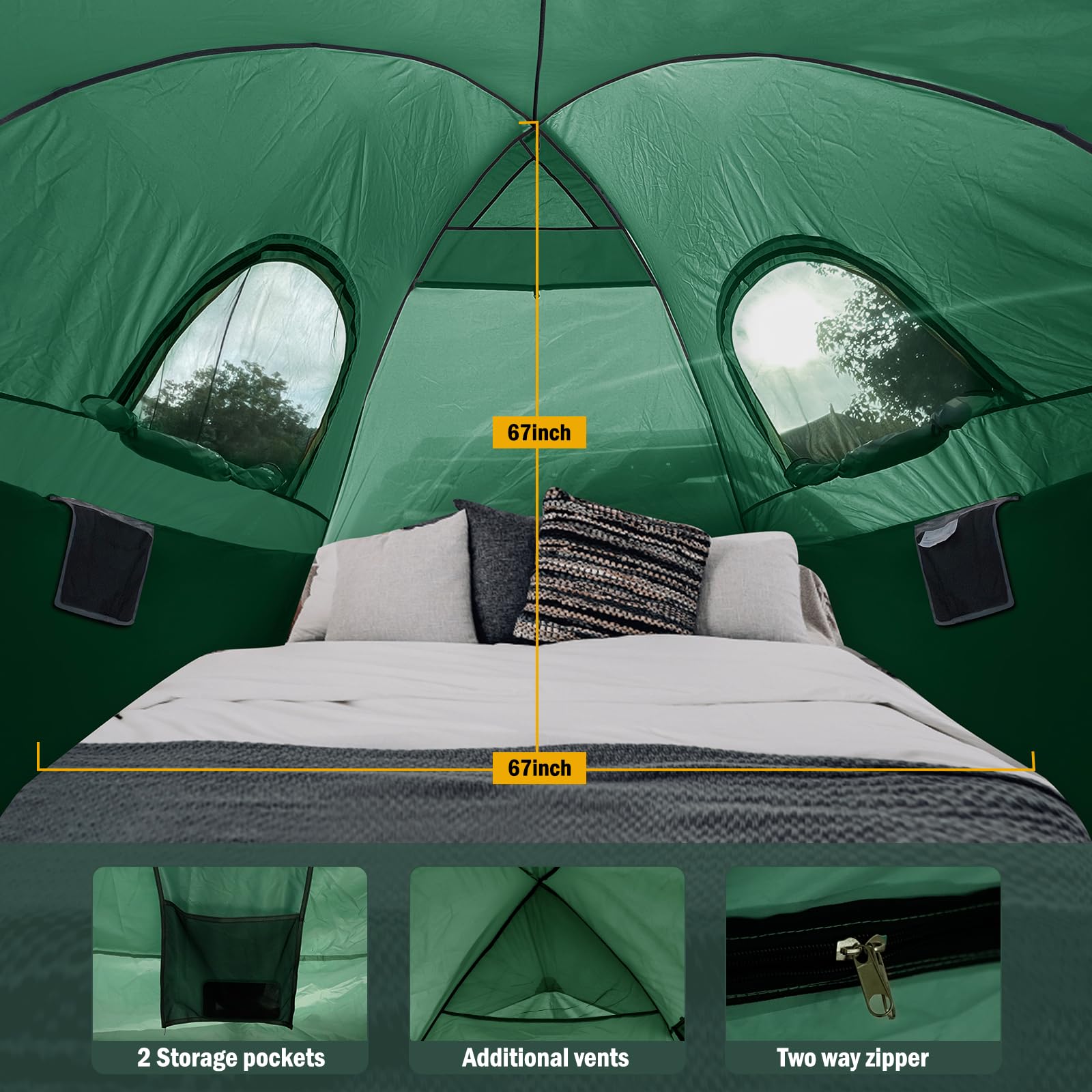 Pickup Truck Tent With Awning Shade, Waterproof PU5000mm Oxford For Camping Travel Outdoor Activities For Colorado/Silverado,Ram,Gladiator,Ford - View #5