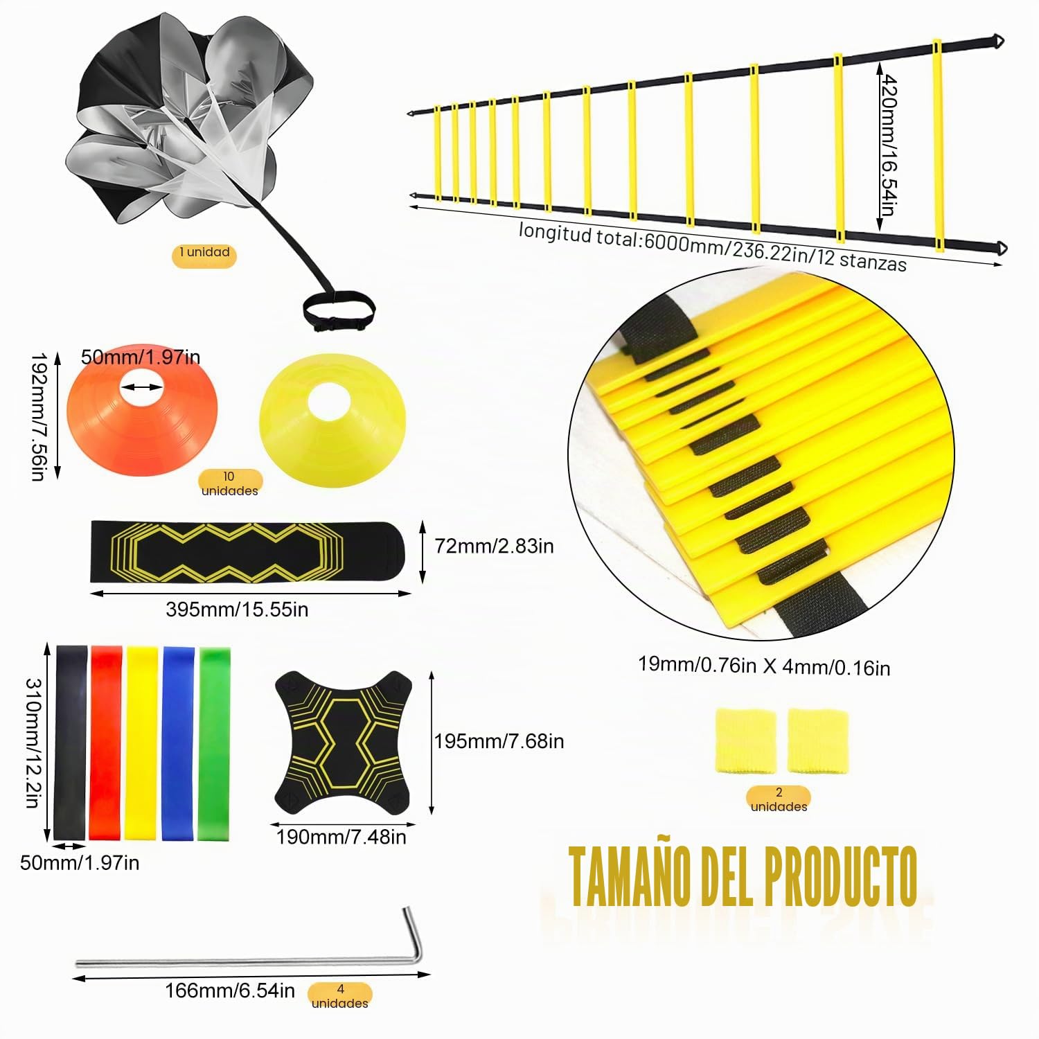 IIRC Agility Ladder - Escalera de Entrenamiento de fútbol, Kit Velocidad, Fútbol Trainer Agilidad, Escalera de Agilidad, Accesorios de Entrenamiento