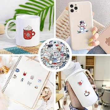 55PCS Winter Sticker Pack, Cute & Waterproof Vinyl Stickers for Scrapbooking, Journaling, Laptops, Phone Cases & Decorating, Ideal Christmas Party Gifts, Scrapbook & Journaling Supplies Accessories