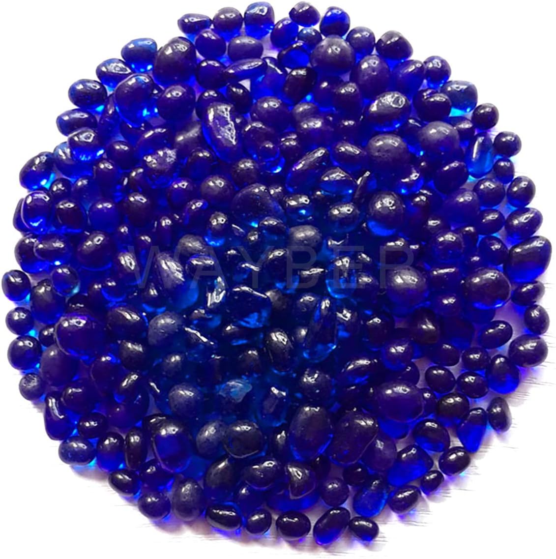 Glass Stones, 1Lb/460g Irregular Sea Glass Pebbles Non-Toxic Artificial Gemstones for Gem Display/Vase Filler/Terrarium Flowerpot Aquarium Turtle Tank Decoration, Dark Blue