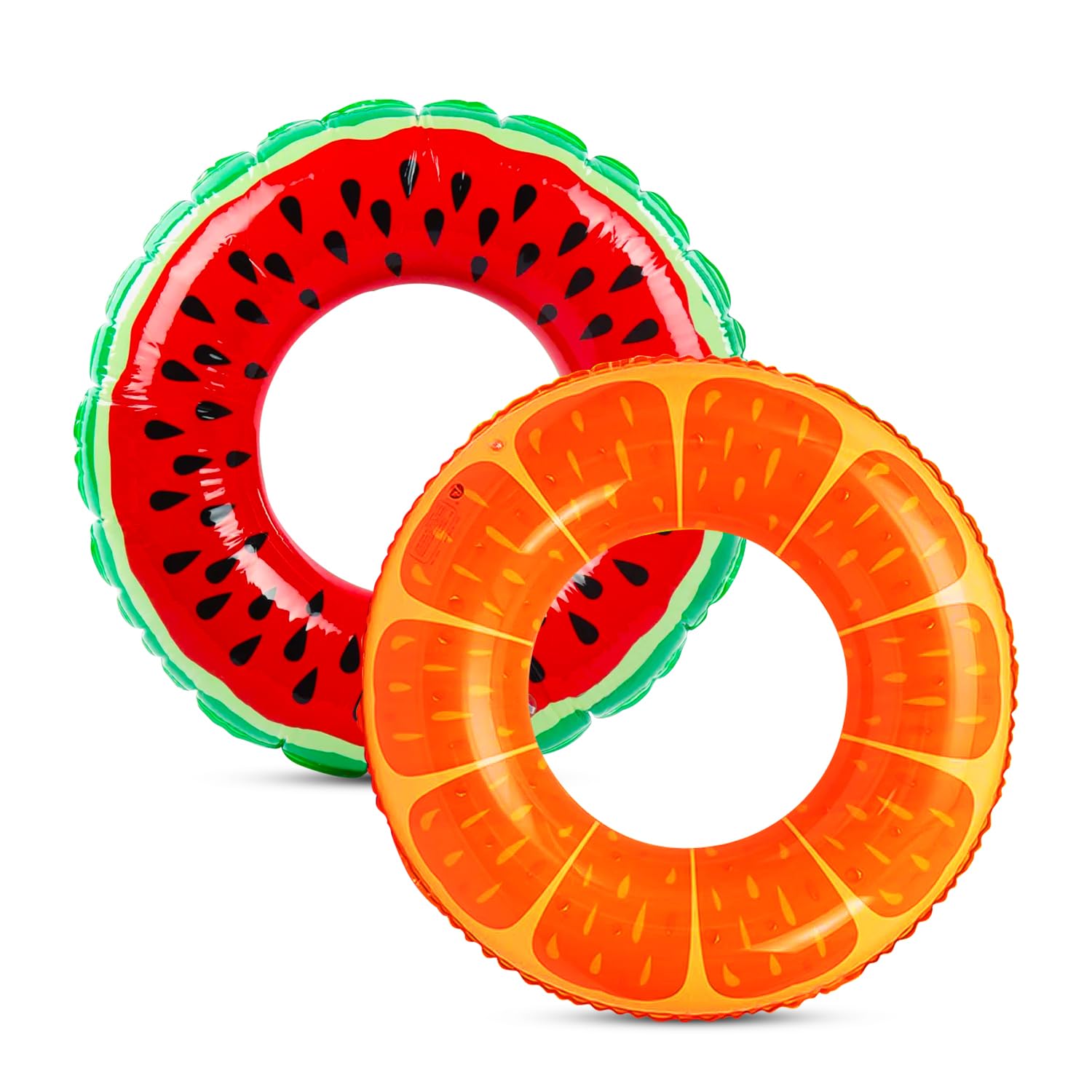 Hlisippa 2Pcs Pool Inflatables Floats for Adults, Swimming Pool Inflatables, Fruit Rubber Ring, Inflatable Pool Toys, Watermelon Swimming Ring for Summer Beach Pool Party (‎Red+Yellow)