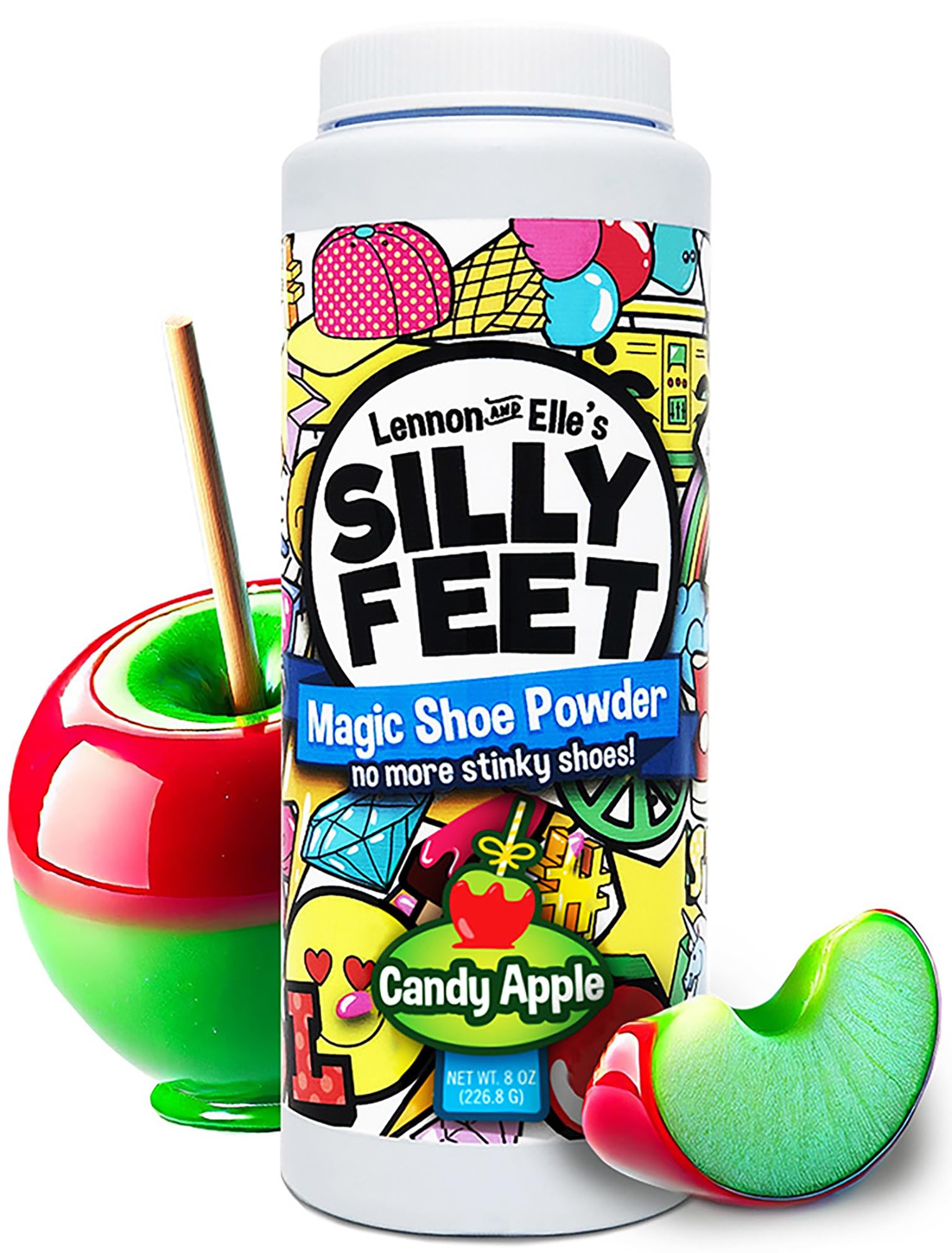 Magic Shoe Deodorizer, Foot Odor Powder for Smelly Feet, Odor Eliminator Stronger than Spray, Kids Shoe Powder for Odor Control, Large 8 Oz, Candy
