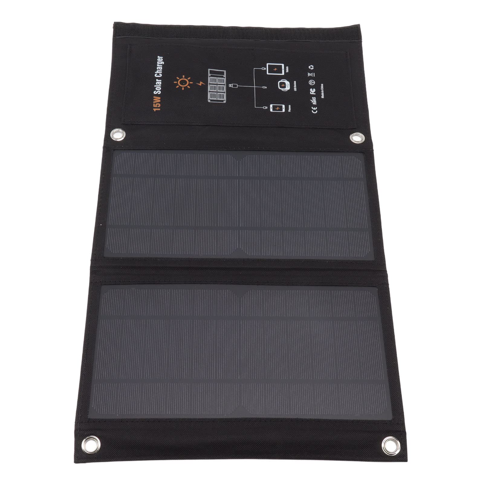 Fafeicy Cargador de Panel Solar, Paquete de Carga Solar Plegable Monocristalino de 15 W con Doble USB, Carga de Energía Portátil Compacta para Acampar, Senderismo, Viajes, Usuarios de Teléfonos Al