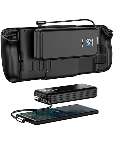 Antank Magnetic Power Bank Compatible with Steam Deck, 20000mAh 45W PD Fast 3.0 Charging Portable Battery Bank, External Battery Pack with Removable Magnetic Back Mount & Dual USB-C Cable - Black