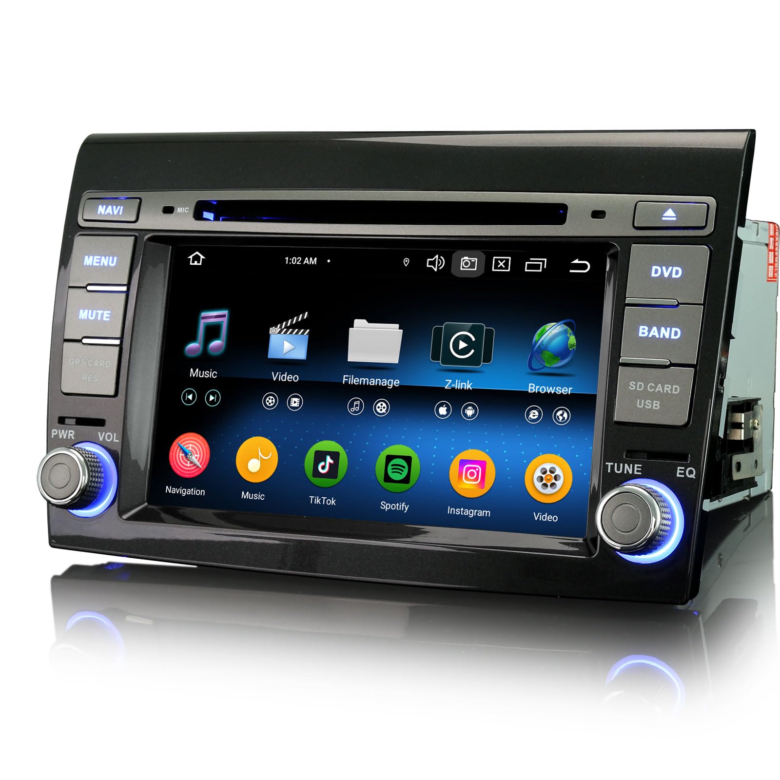 erisin 8-Core 4GB+64GB Android 14 Bluetooth 5.0 Carplay Autoradio per Fiat Bravo Supporto Android Auto GPS DSP WiFi DVD Dab+ FM Radio Navigatore OBD2 RDS