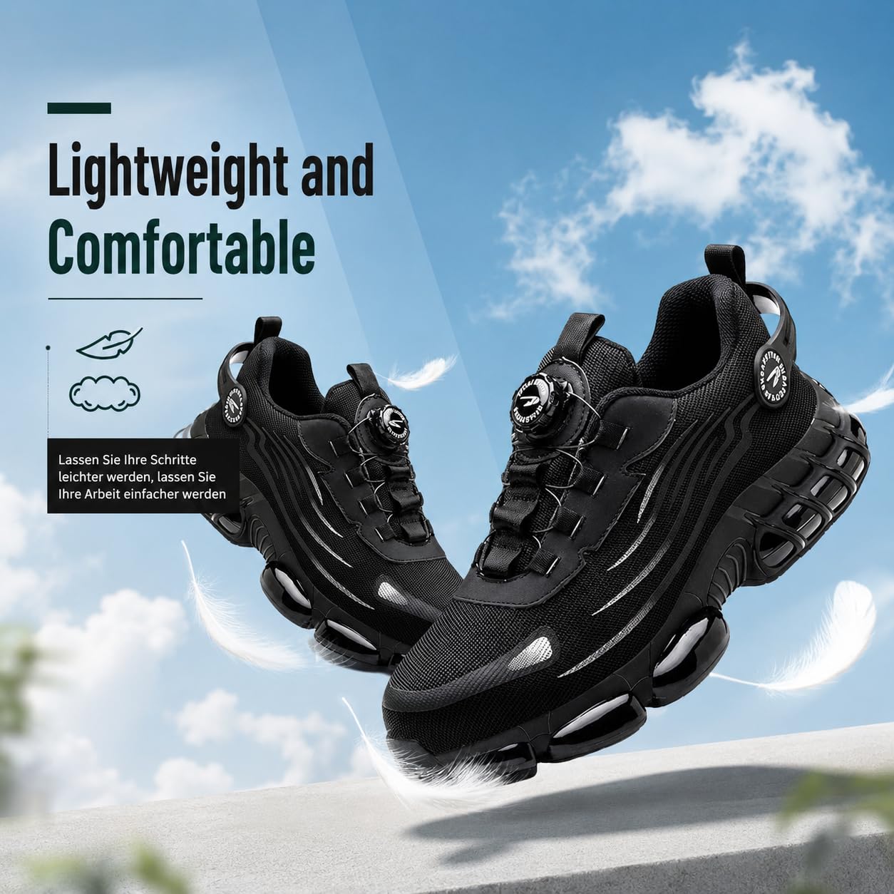 Clickrs S3 Pro Arbeitsschuhe Herren S3 Leichte Sicherheitsschuhe Herren mit Stahlkappe Atmungsaktive Stahlkappenschuhe Herren rutschfeste Sohle für Werkstatt Baustelle und Lager
