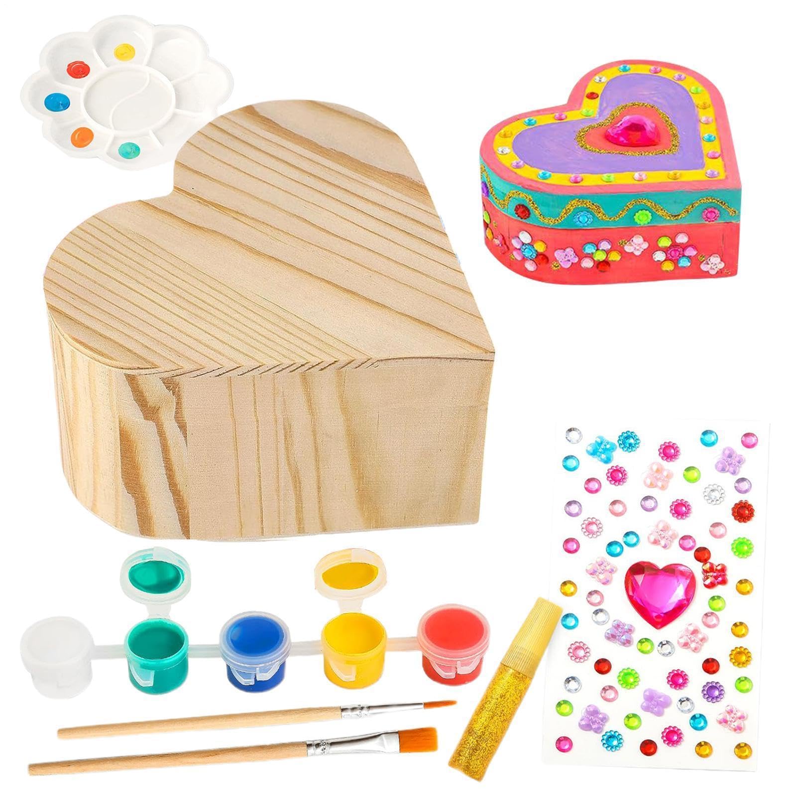 Pinte el joyero para niñas y organiza sus accesorios con este kit creativo de corazón 8