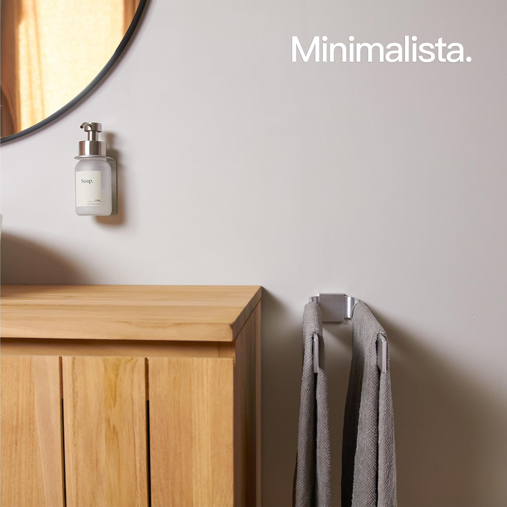 Porta asciugamani bagno da parete 2 barre 42 cm grigio Design Amburgo