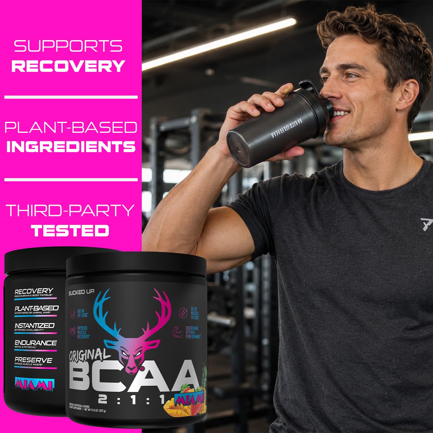 Bucked Up Original BCAA 2:1:1 Branched Chain Essential Amino Acids - Supplement Powder - | 100% Pure 2:1:1 Instantized Formula | Pre/Post Workout | 30 Servings | (Miami Flavor) — Amazon image 7