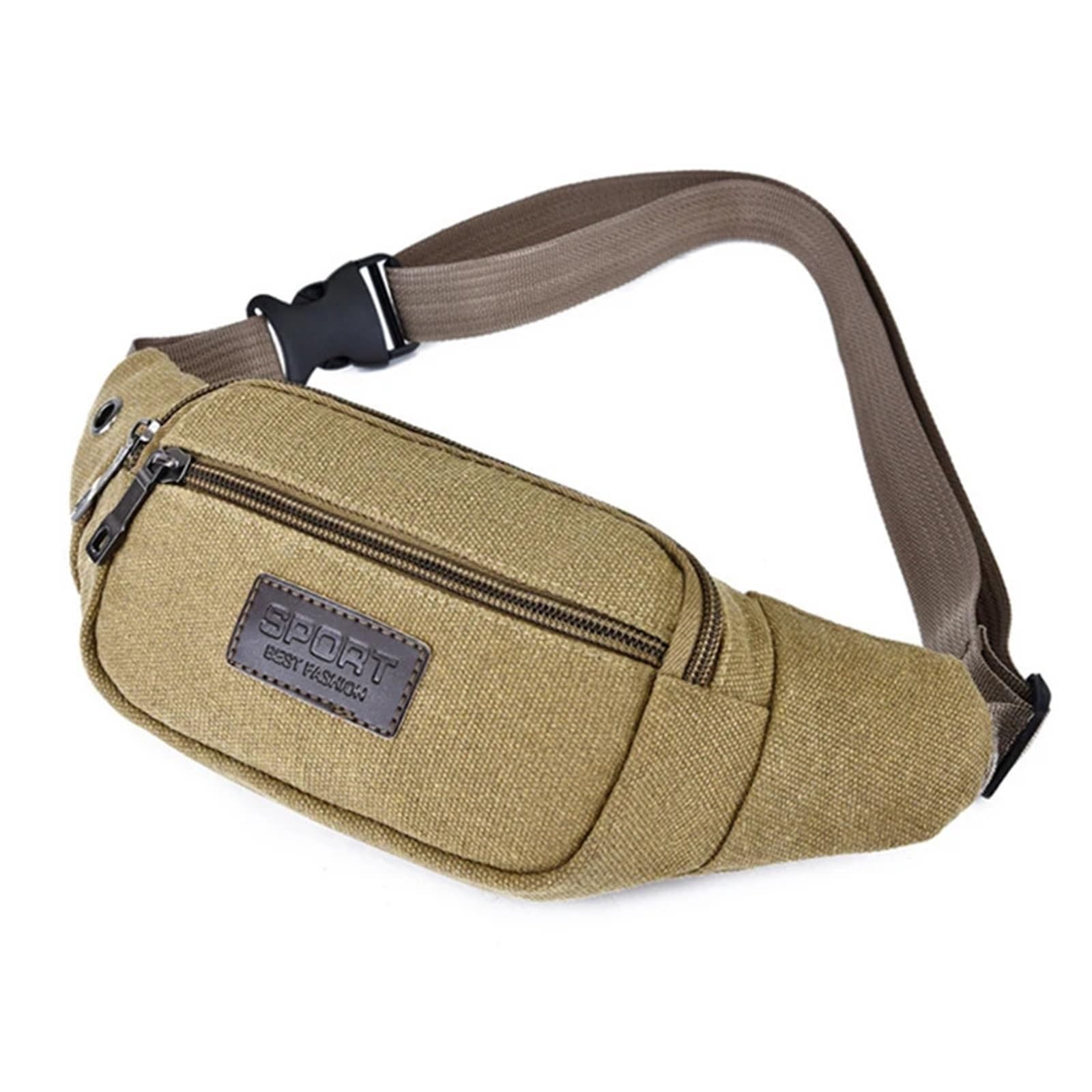 Riñonera de Lona for Hombre, Bolso Pecho Deportivo con múltiples Compartimentos, pequeño Tela, teléfono móvil, Fitness, Cartera Multifuncional para Walking, Deporte(Coffee)