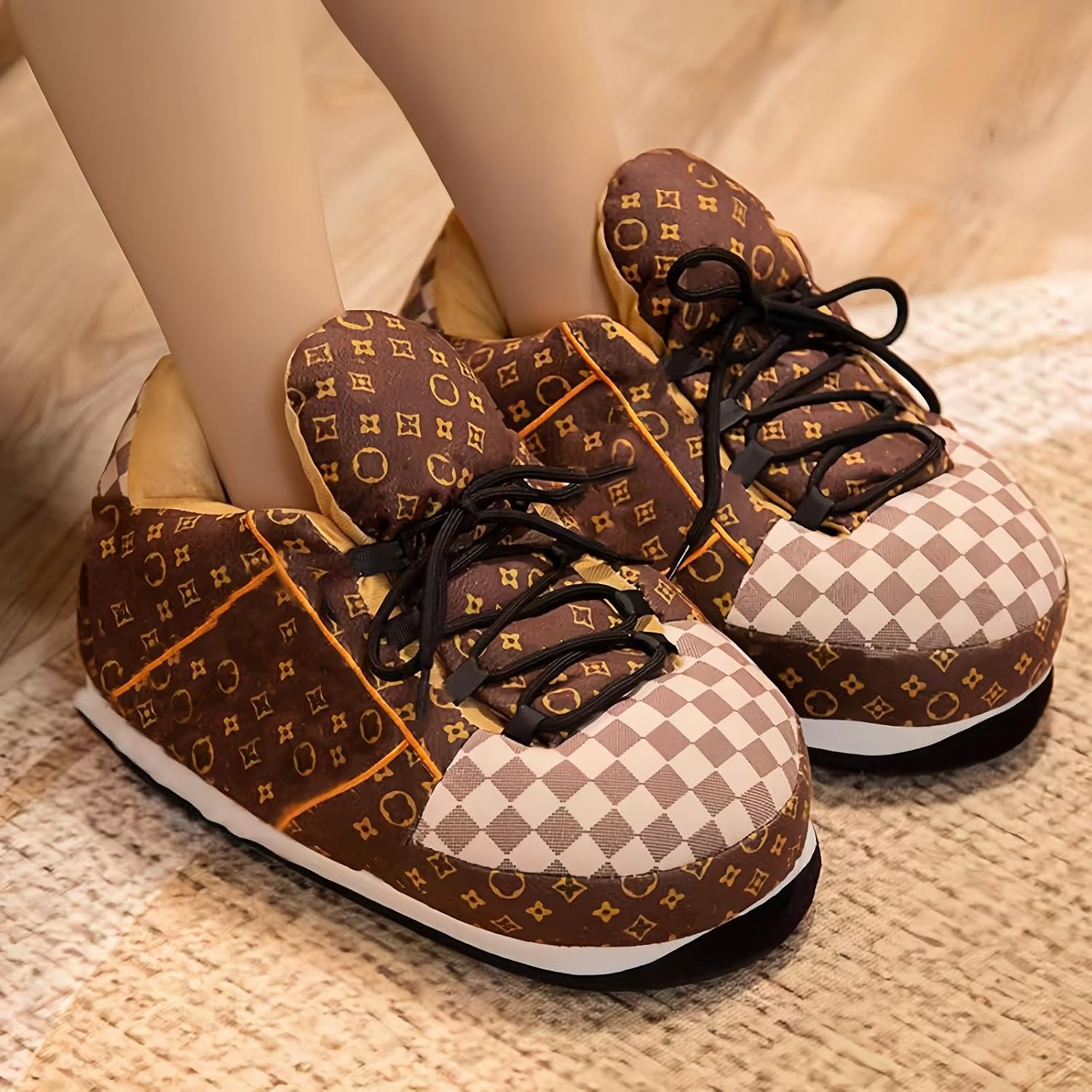 CUZUDIN Sneaker Slippers for Women Men, Non-Slip House Plush Slippers Comfy Warm Indoor Outdoor Fluffy Shoes Unisex One-Size - Image 3