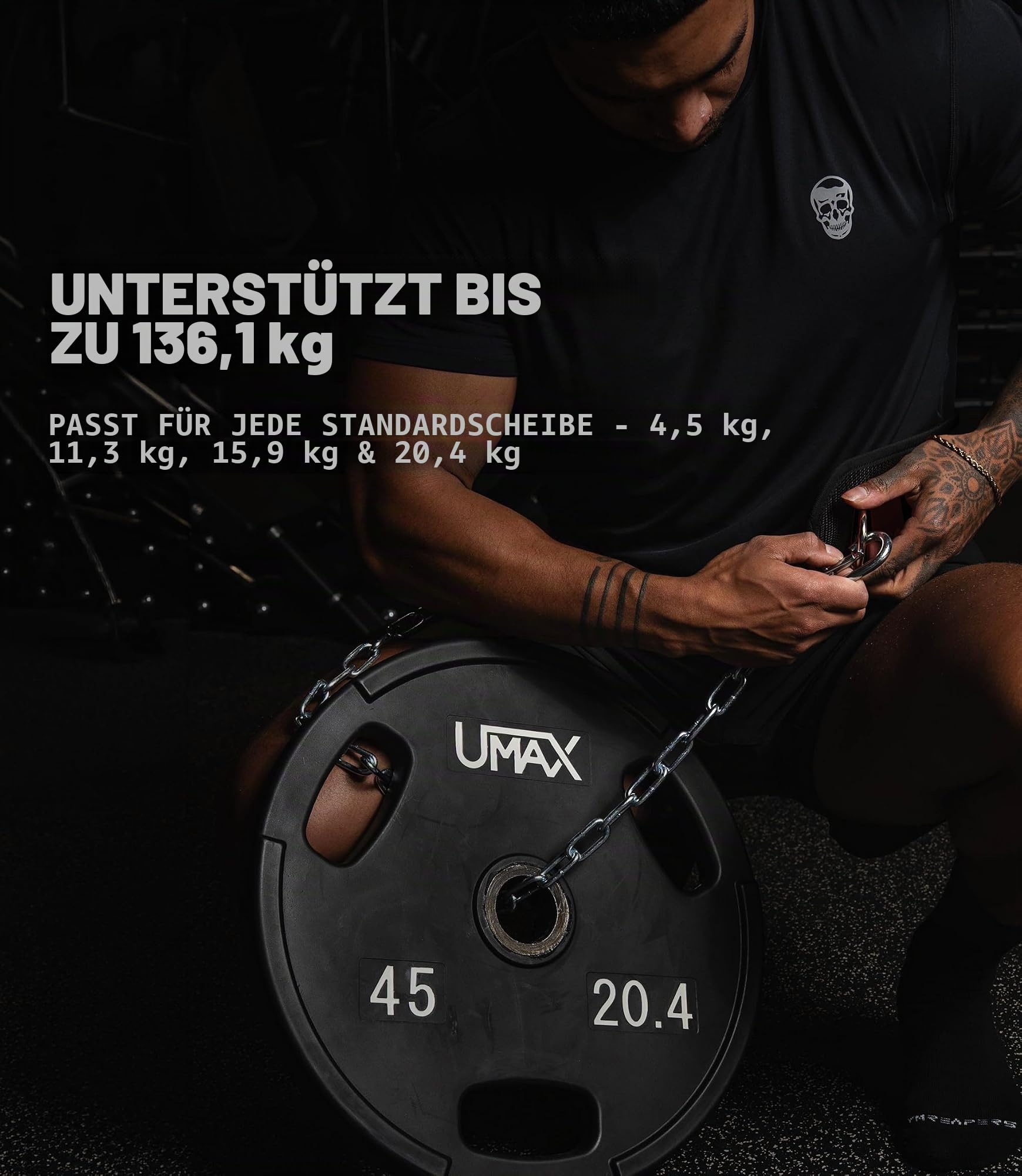 Gymreapers Dip-Gürtel mit Kette für Gewichtheben, Klimmzüge, Dips – robuste Stahlkette für zusätzliches Krafttraining