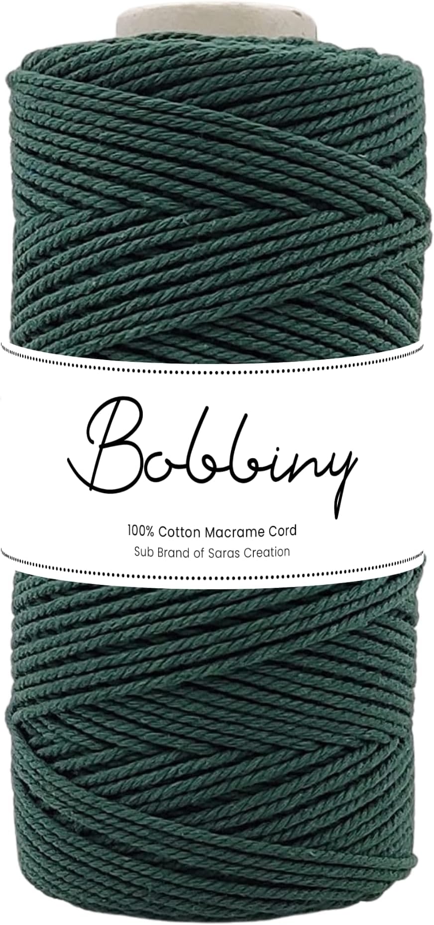 Bobbiny | 3 Ply Twisted Macrame Cotton Cord Dori (Roll Packaging) Thread for Macrame DIY and Other Projects | Army Green | 2mm,200 Meter