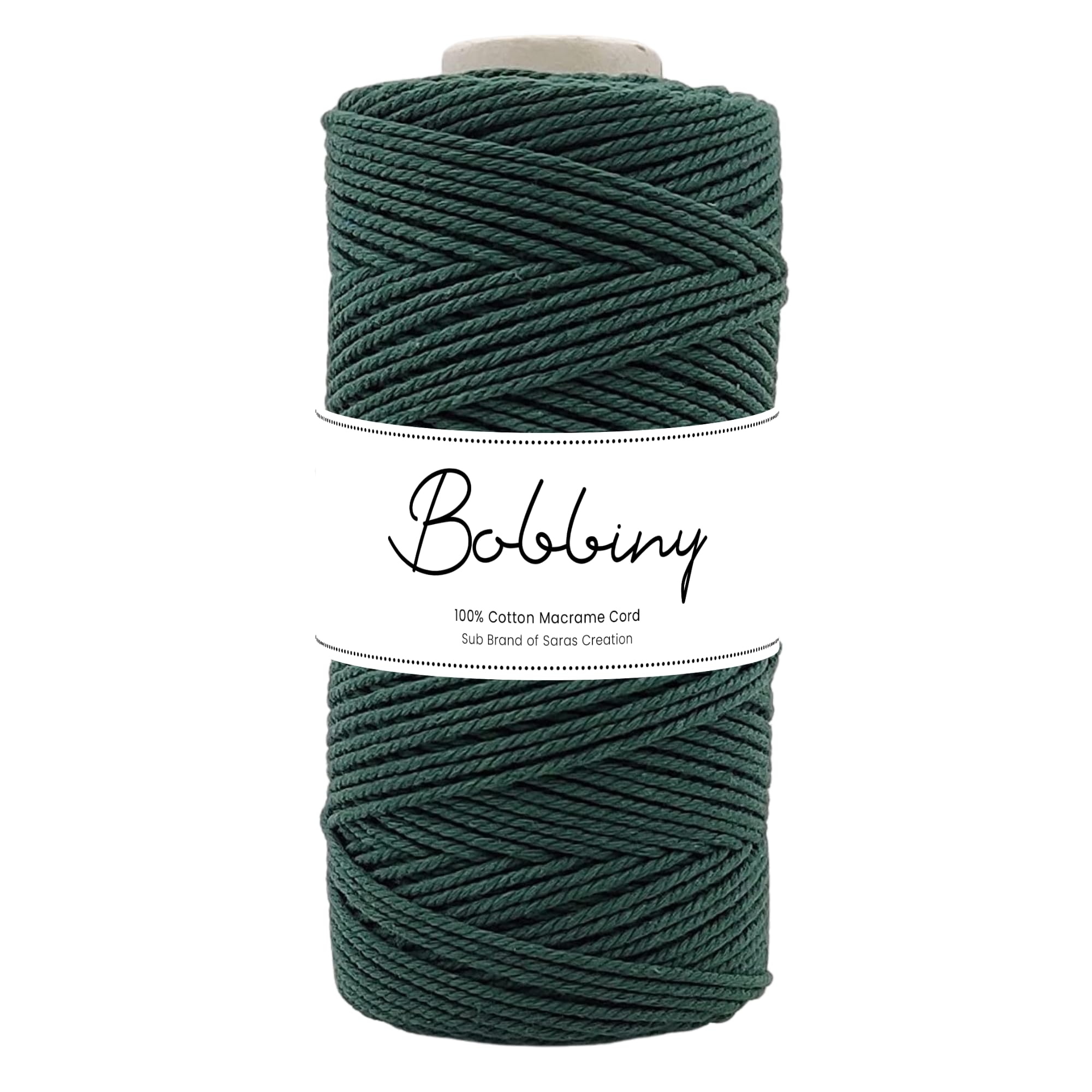 Bobbiny | 3 Ply Twisted Macrame Cotton Cord Dori (Roll Packaging) Thread for Macrame DIY and Other Projects | Army Green | 2mm,200 Meter