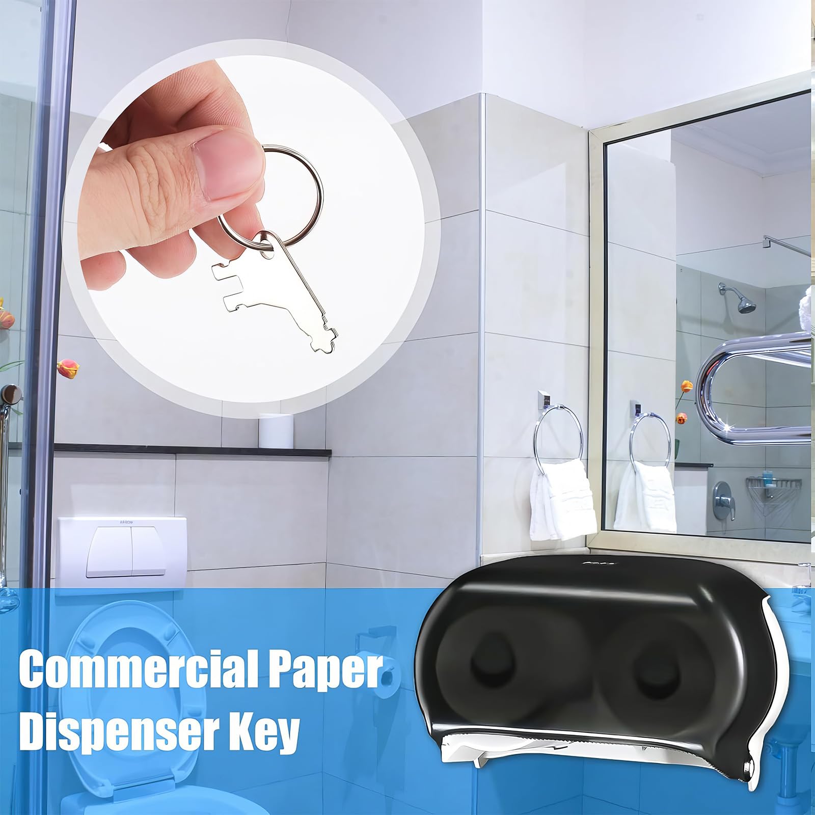 Chiave per Dispenser Carta Igienica in Metallo - Set da 5 Pezzi con 5 Anelli, Compatibile con Georgia Pacific, Tork SCA, San Jamar - Per Asciugamani di Carta, Dispenser Bagno e Uffici