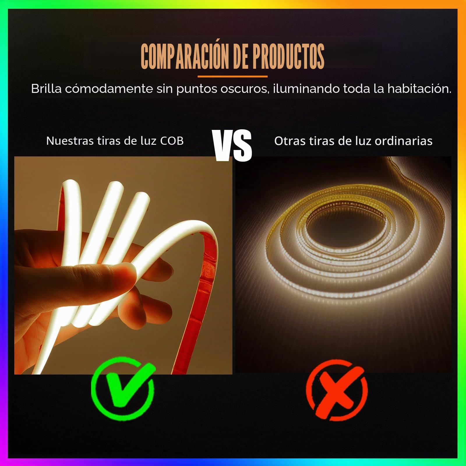 24V Solar COB Neón Tira, 8 Modos al aire libre IP68 cadena de luces autoadhesivas, Tira de luz solar Cuttable 5cm, 320LEDs/m Super brillante COB Neon LED tira para Garten (Blanco Natural，10m)