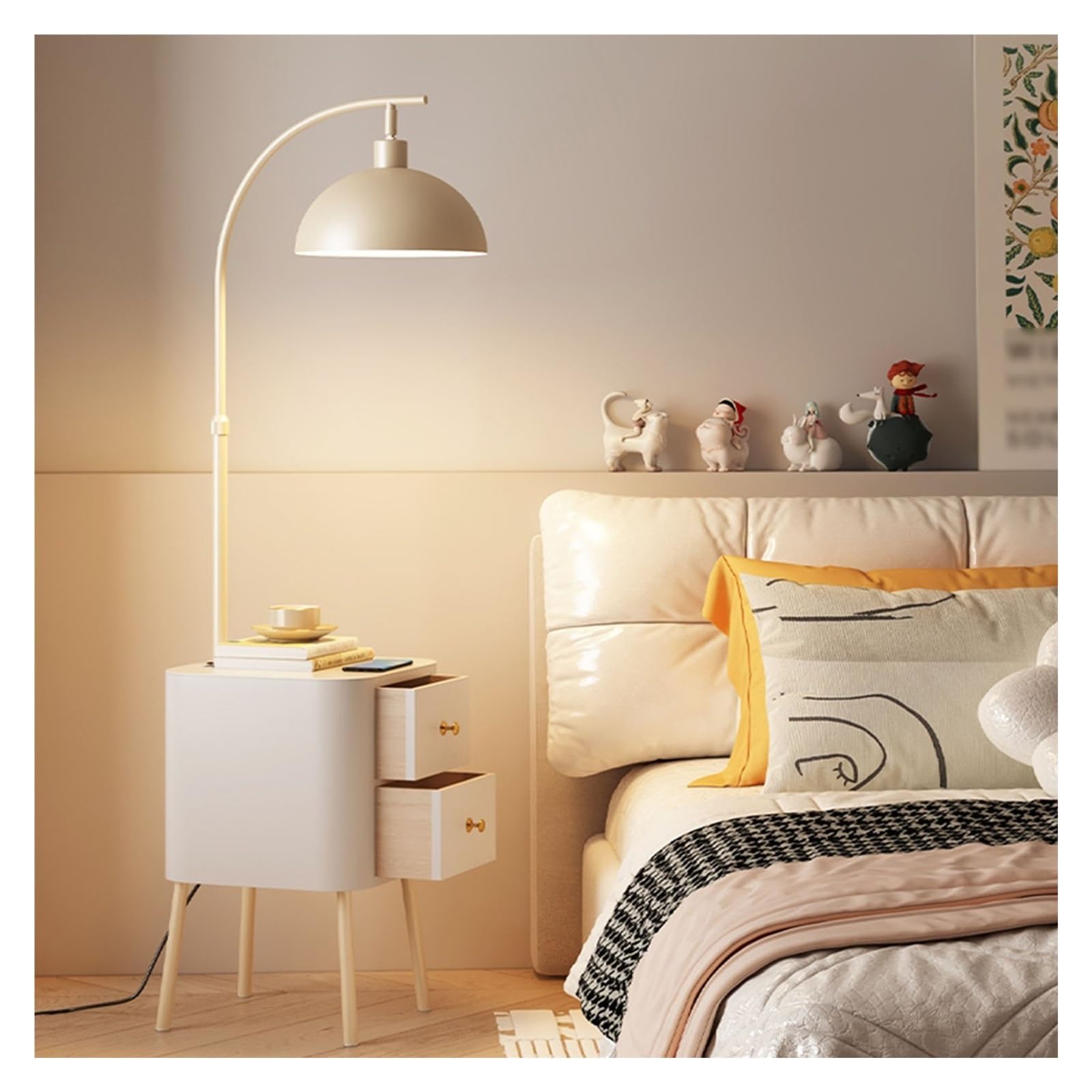E7v2T9k6 Standard Lamp Floor Lamp with Remote Modern Tall Lamps with Bedside Cabinet for Living Rooms Offices Corner