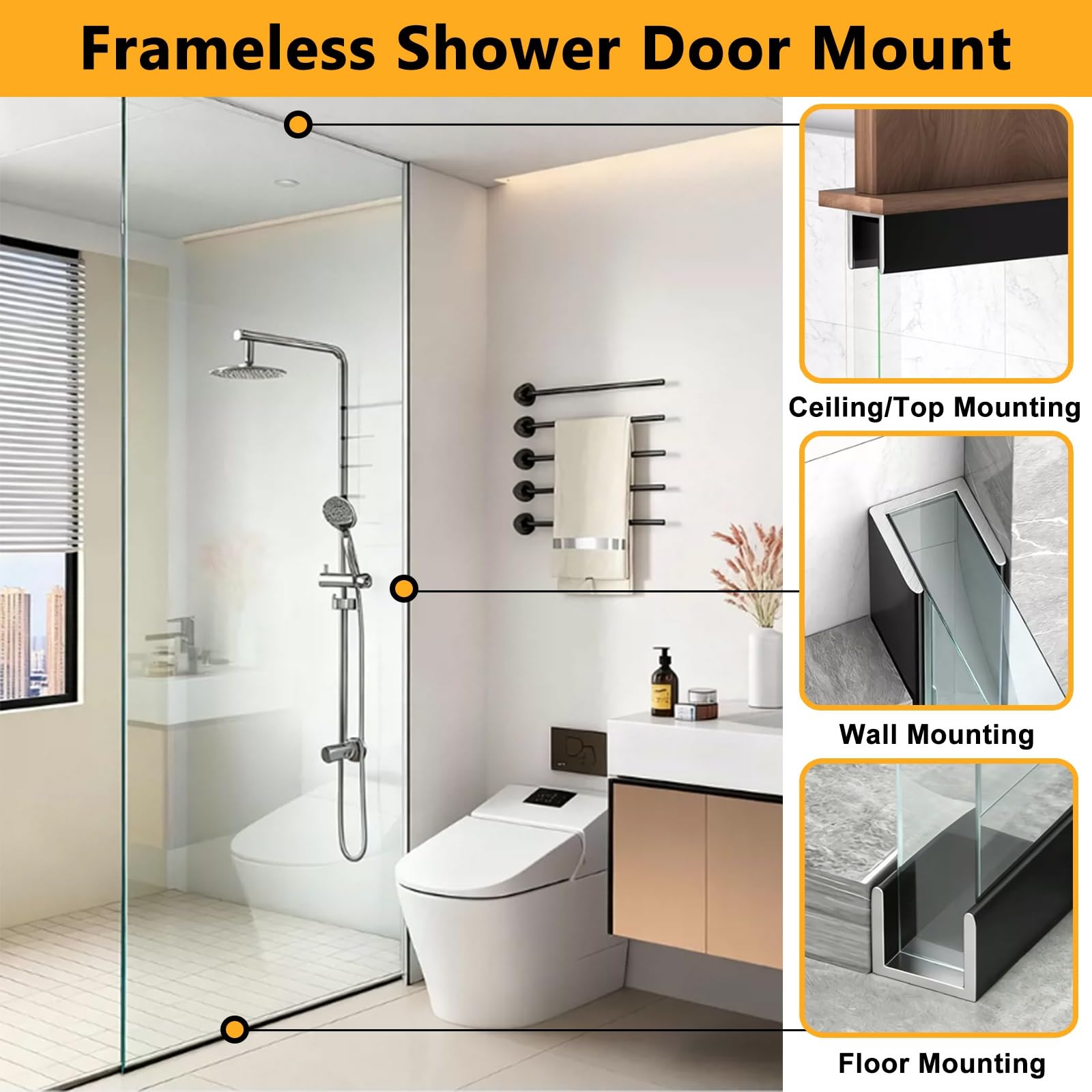 Cabinas de ducha de panel fijo con canal en U para vidrio de 6 a 12 mm de grosor, inserciones de puerta de partición de balcón, baño, cocina, perfil de montaje en suelo, paquete de 10