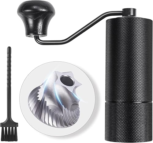 TRINIDa Molinillo de café manual, molinillo de espresso, ajuste fino de 36 clics, 420 SUS CNC 1.496 in Steel Burr, molinillo de café manual portátil