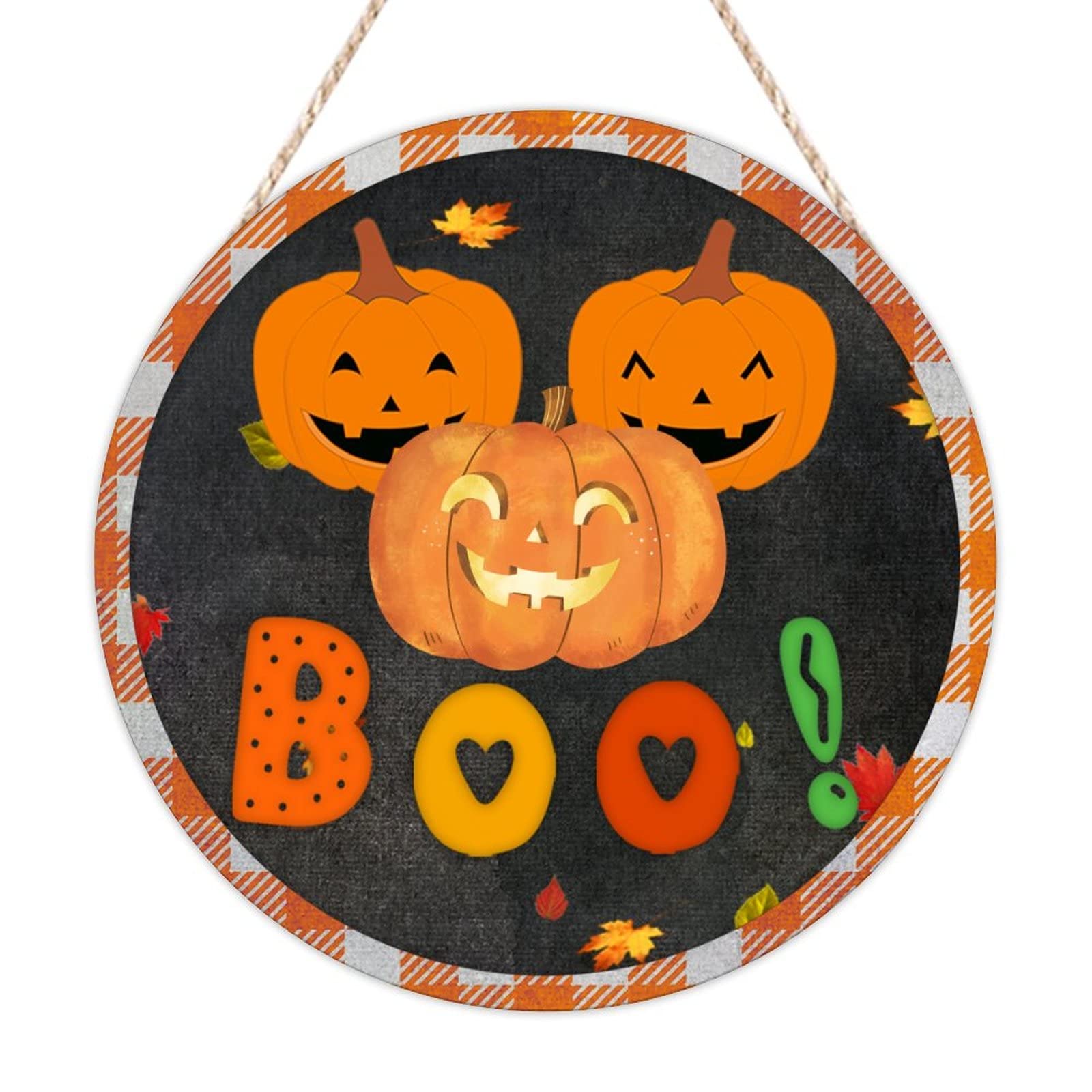 Panneau de bienvenue Halloween bois citrouille Boo suspension porte entrée