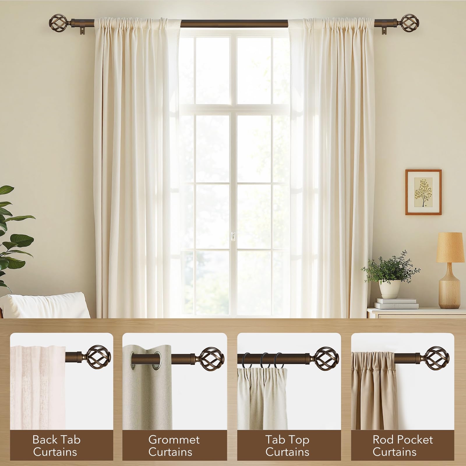 Bronze Curtain Rods - Elegant & Durable -5