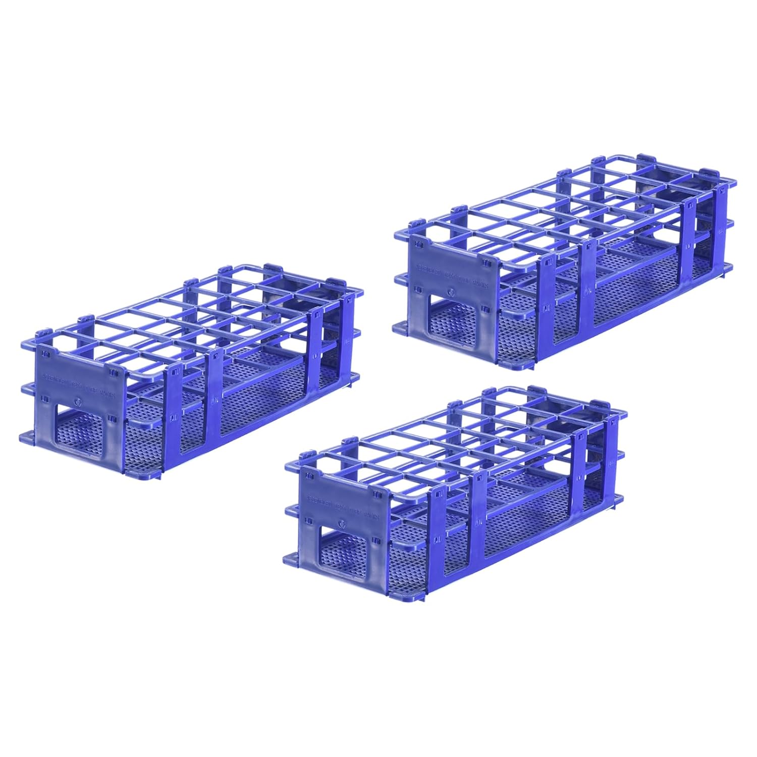 MECCANIXITY PP Plastic Test Tube Rack Holder 21 Holes 3 Layers Lab Detachable Tube Holder Blue for 30mm Test Tubes, Pack of 3