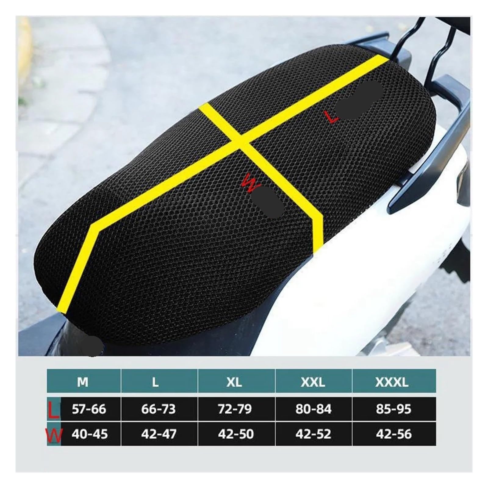 Coprisedili per moto Per Moto in Per rete 3D traspirante per coprisedile antiscivolo per quattro stagioni per scooter per cuscino coprisedili(L-73x47cm)