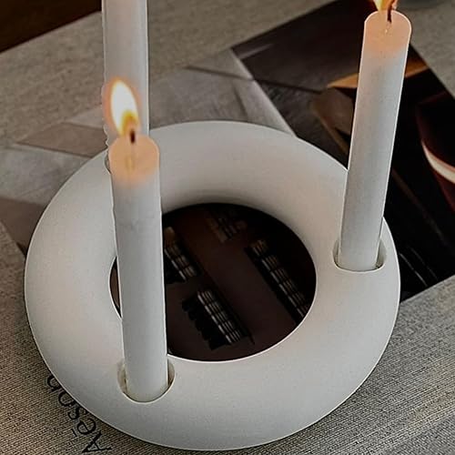 Miniatura 4 de Portavelas cónicos de cerámica, candelabro circular para 3 velas cónicas, decoración moderna para mesa de comedor, sala de estar, café, centro de