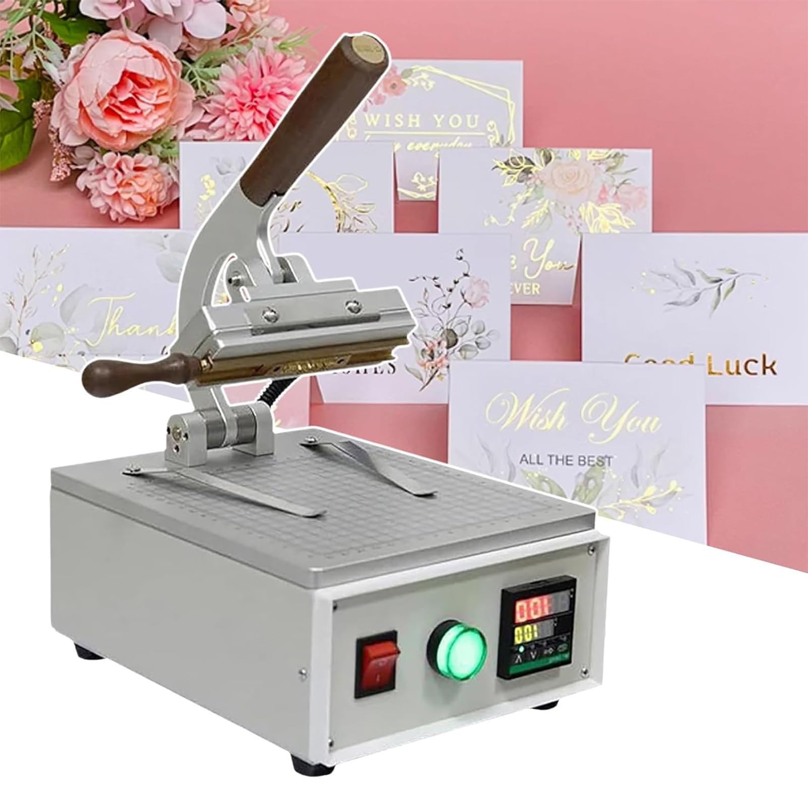 Máquina de estampado en caliente para cuero, pantalla digital, troquel intercambiable, herramienta de grabado antigua, uso de escritorio, ideal para manualidades y personalización