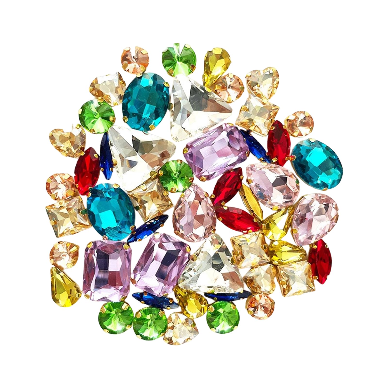 ZWWAAZHF 50Pcs Sew on Rhinestones for Craft Flatback Claws Glass Stone Sew on Crystal with Hole for Clothing Dress Jewelry Glass for Craft