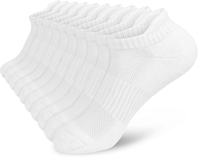 srclo Womens Trainer Socks 5 Pairs Cushioned Sports Socks for Women Breathable Cushion Black White Running Socks Ladies Colorful Casual Nonslip Ankle Athletic Socks.