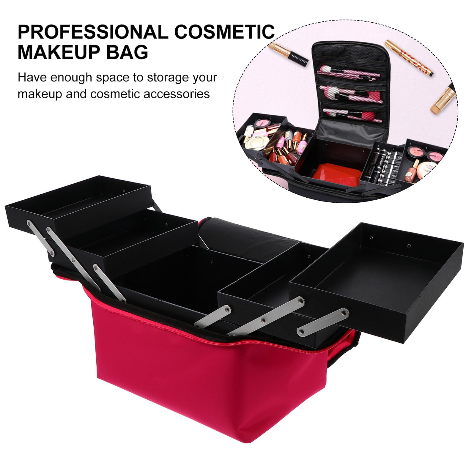 Trousse de Maquillage Professionnelle Légère Imperméable, en Oxford