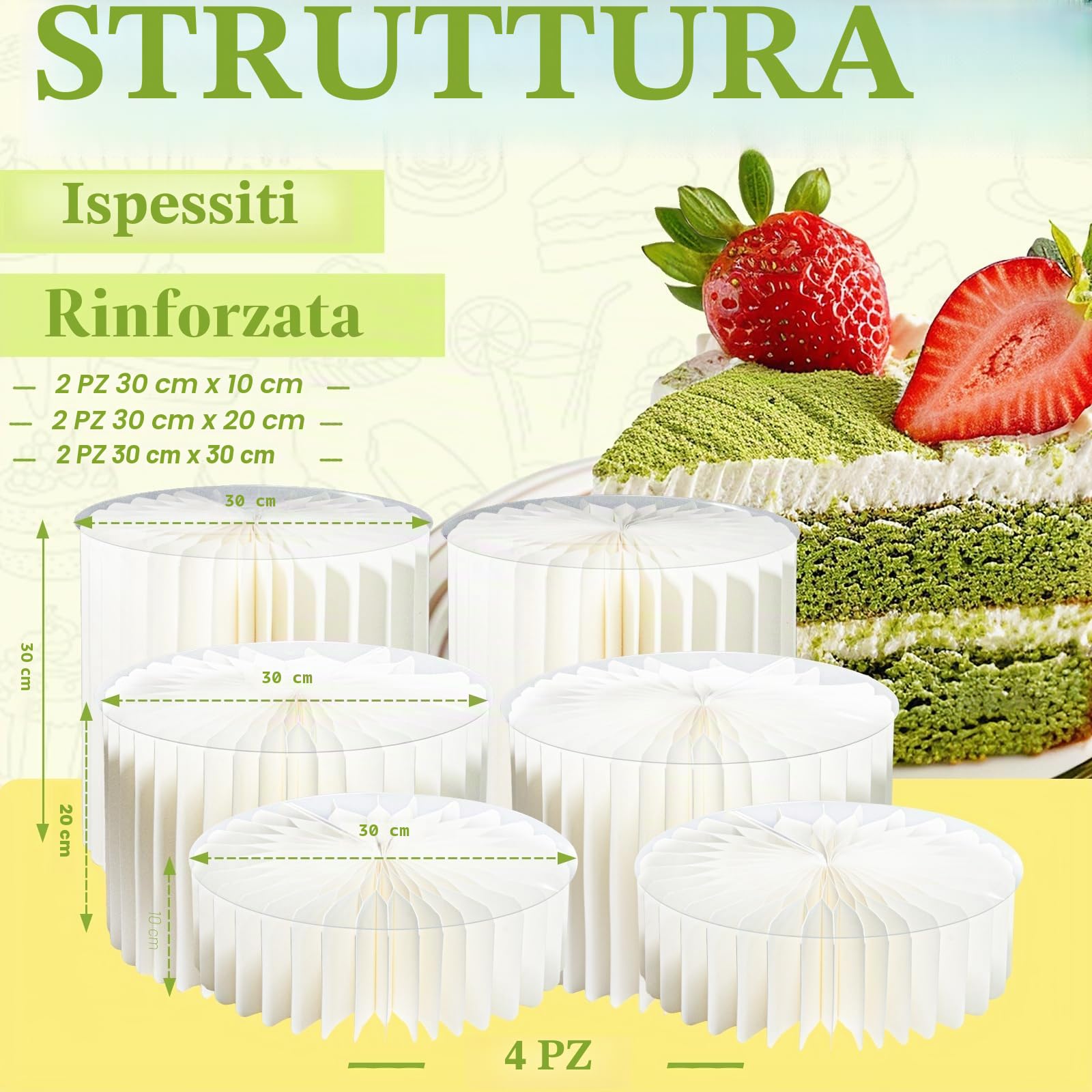 Confezione da 6 alzate per buffet, in acrilico e cartone, pieghevoli, per tavolo da dessert, colonne alte per matrimoni, compleanni, feste, stand per dessert a più livelli per cupcake, dolcetti ed