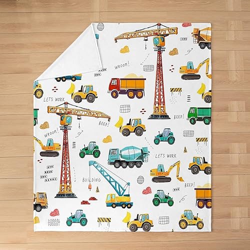 Miniatura 5 de Manta de excavadora para niños, manta de lana para camiones de maquinaria de tractor, manta de forro polar de vehículo de construcción para niños,